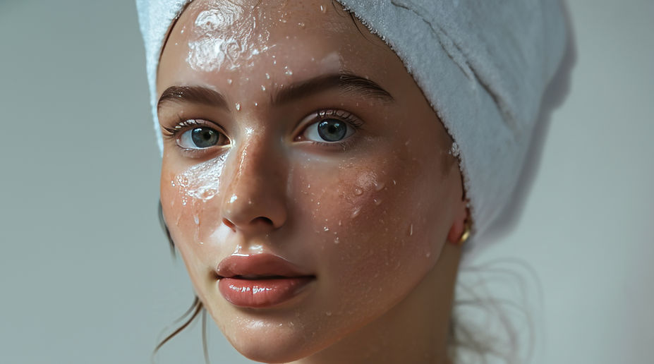 Close-up of a woman with cleansing foam, highlighting a fresh skincare ritual