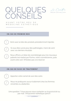 Conseils avant rdv de medecine esthetique 1